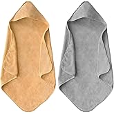 maqsai Bath Towel for Newborn, 2 Packs Soft Highly Absorbent Hooded Baby Bath Towels for Babies, Toddler, Infant Boys and Girls (Grey + Coffee)