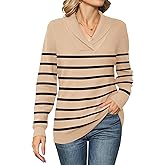 Ivicoer Women Long Sleeve V Neck Pullover Collar Knitted Sweaters