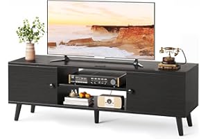 Mexin TV Stand for 55 60 Inch TV, Entertainment Center with Storage, TV Console Bench with 2 Cabinets 4 Cord Holes for Living