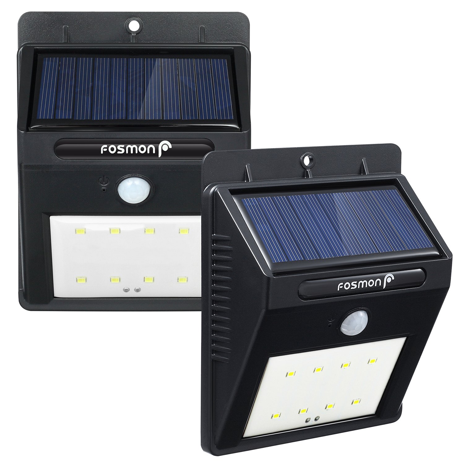 Solar Motion Sensor Light 8 LED (2 PACK), Fosmon [200 Lumen] Waterproof Outdoor Wireless Solar