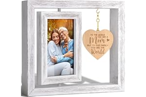 TIBLUE Mom Gifts Mothers Day Gifts From Daughter Son, Mother Picture Frame Double-Sided Display 4x6 Photo with Warm Heart Pendant for Mom Mother-In-Law, Mom Birthday Gifts Wood Mom Tabletop Picture Frame