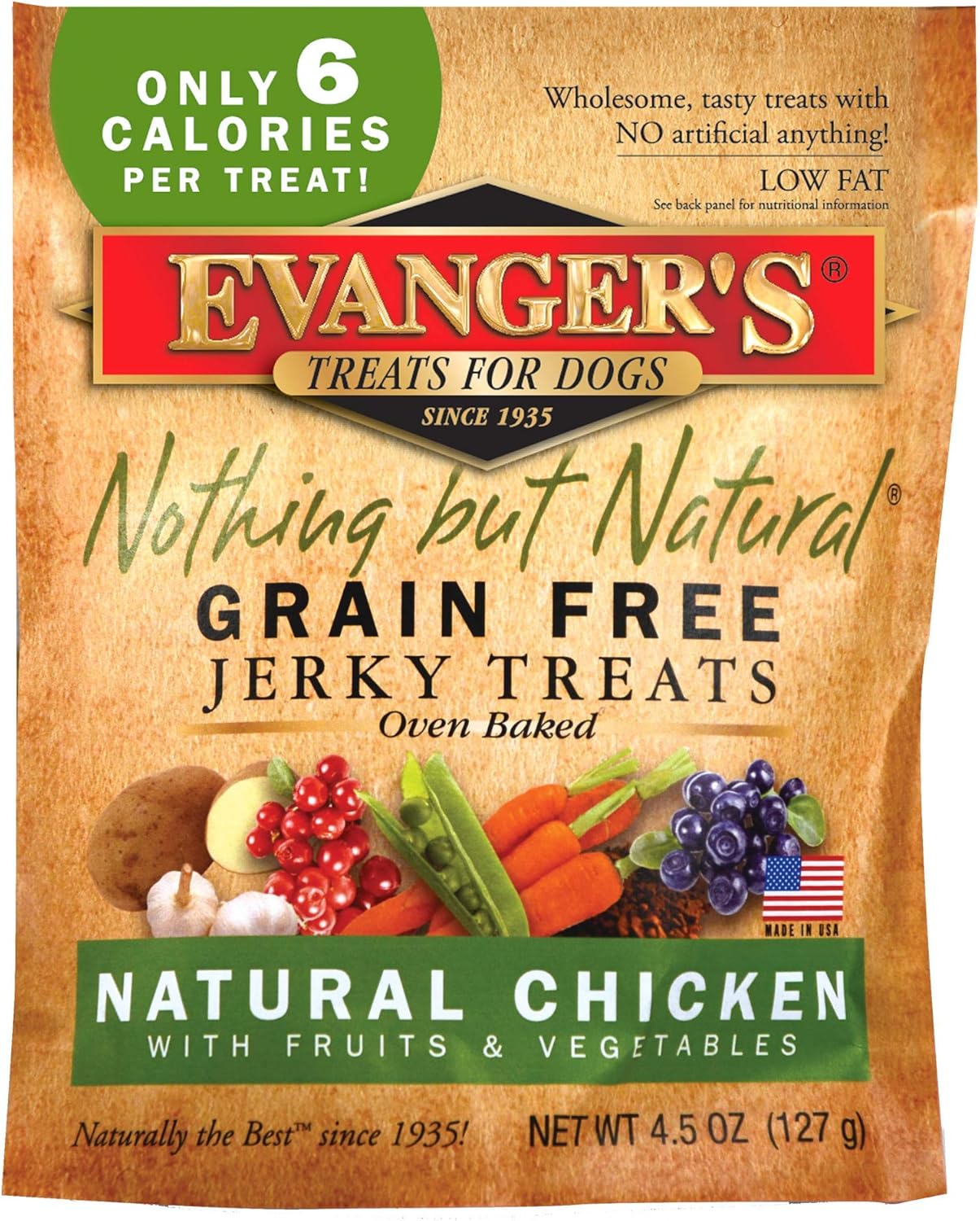 EVANGER'S 776300 Nothing But Natural Organic Chicken Dog Treats, 4.5-Ounce