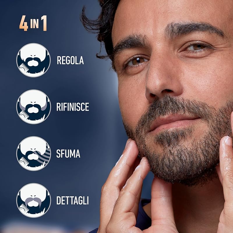 Rasoio Elettrico Barba Pro, Regolabarba Uomo, Selettore di Precisione, Cura Barba Uomo, 40 Impostazioni di Lunghezza, Lame Rasoio Affilate, Pettini Regolatori, Testine Lavabili