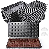 LARNORJE 200 Cell Seed Starter Trays with Dibber – 20 Pack Reusable Seedling Trays for Germination Propagation, 200 Hole Soil Digger for Quickly Setting Out, Gift for Gardener