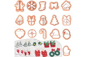 Keluna Christmas Polymer Clay Cutters - 16 Pcs Set with Snowflake, Tree, and Dwarf Shapes for Unique Jewelry