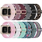 GEAK 12 Pack Bands for Fitbit Versa 4/Versa 3/Sense/Sense 2 Bands Women | Breathable Stretchy Sport Solo Loop Strap, Elastic Fabric Wristband for Daily Wear, Men Women Fitbit Tracker Accessories