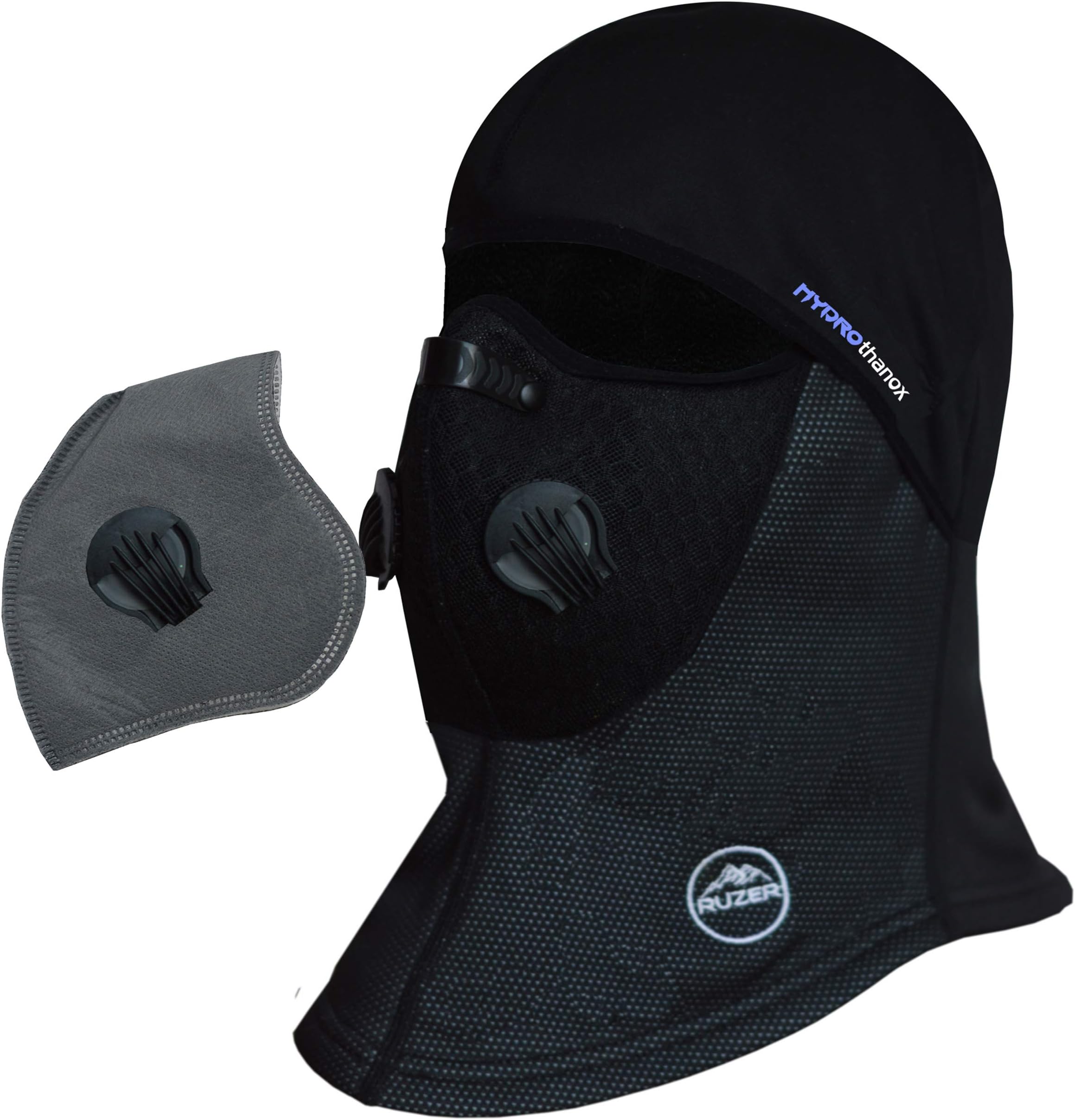 RUZER Under Helmet Cycling Hat hood Black Balaclava fleece lining and lycra beanie skull caphiking motorbike