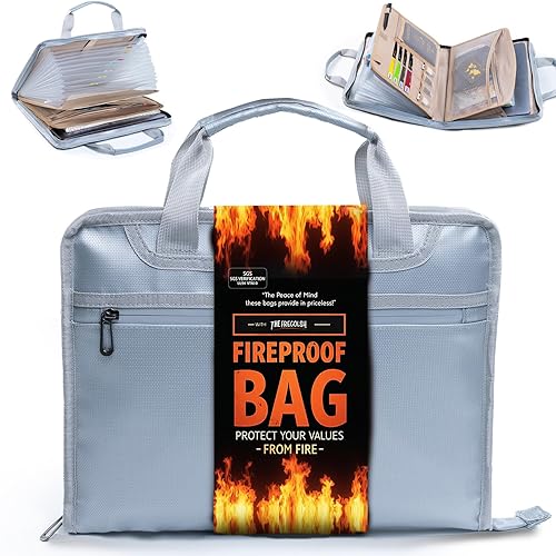 FRECOLSH Fireproof Expanding File Folder - 13 Pockets Accordion File Organizer - Important Document Organizer - Portable Document Storage Bag with Handle | Ideal for Letter & A4 Size Files