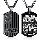 GLITTO Best Dad Son Brother Grandson Grandpa Boyfriend Husband Ever Necklace, Stainless Steel Flag Dog Tags Pendant, Birthday Christmas Gifts Jewelry for Men Boys