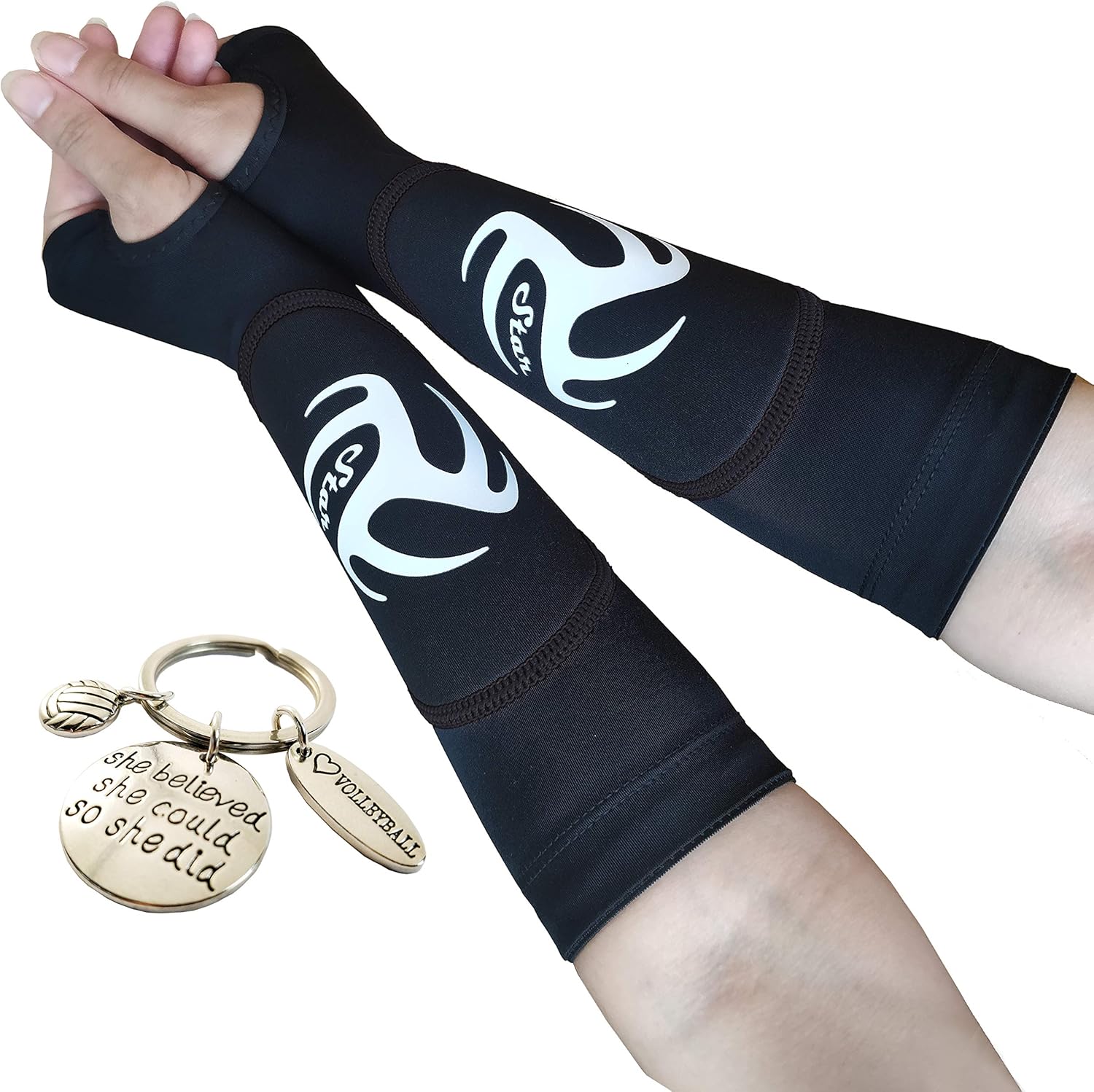 Volleyball Padded Sleeves for Younger Girls and Boys - Passing Forearm Sleeves with Protection Pad (Black Padded Sleeves with Thumbhole, 10) : Sports & Outdoors