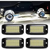 Nicoko 108 High-Power LEDs per Pod 4Pods Pure White Rock Lights Ultra-Bright Offroad Underglow Kit Advanced Heat Dissipation IP68 Waterproof for Truck, SUV, UTV, ATV, RZR