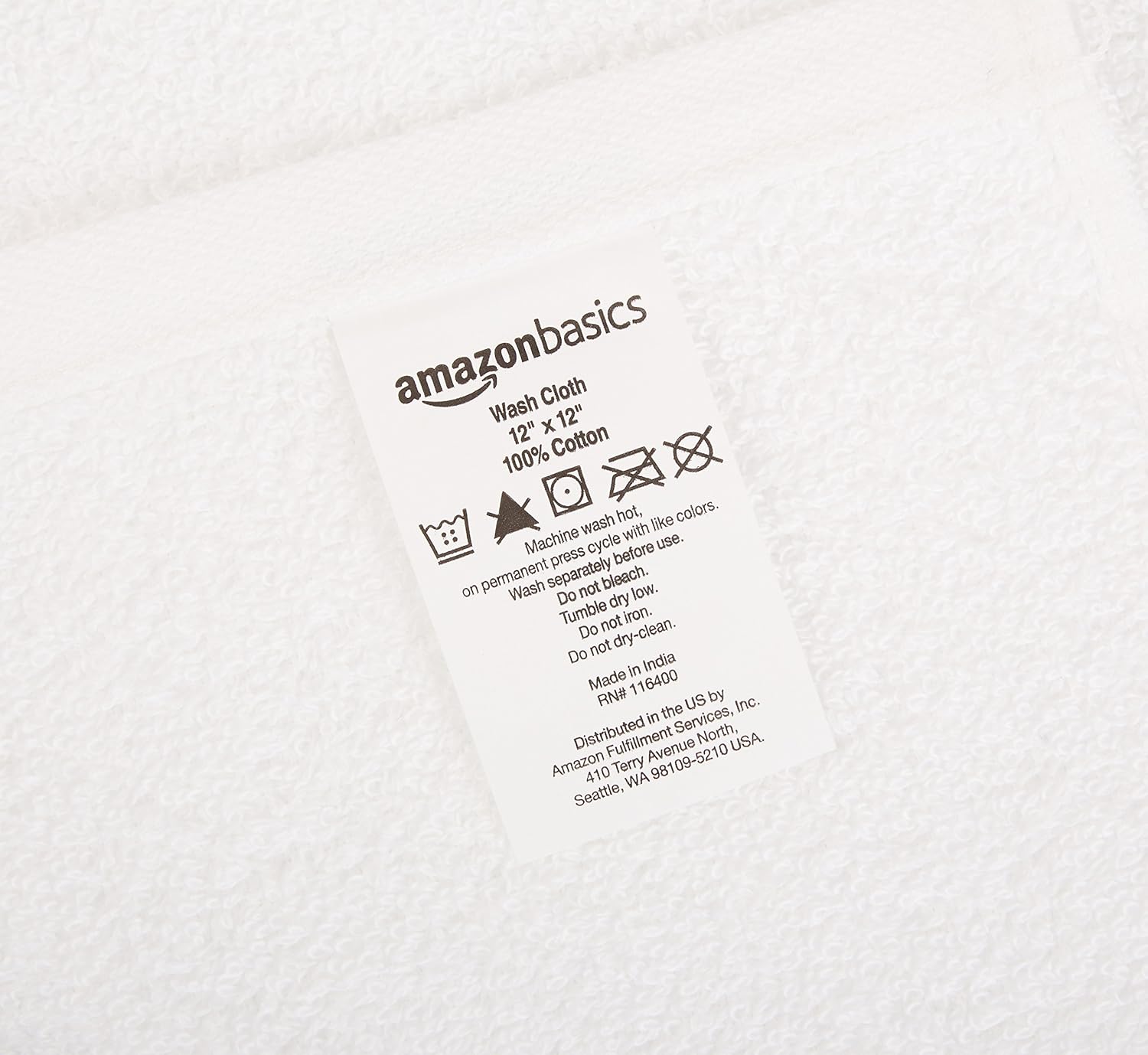 Basics Fast Drying, Extra Absorbent, Terry Cotton Washcloths, White - Pack of 24: Home & Kitchen