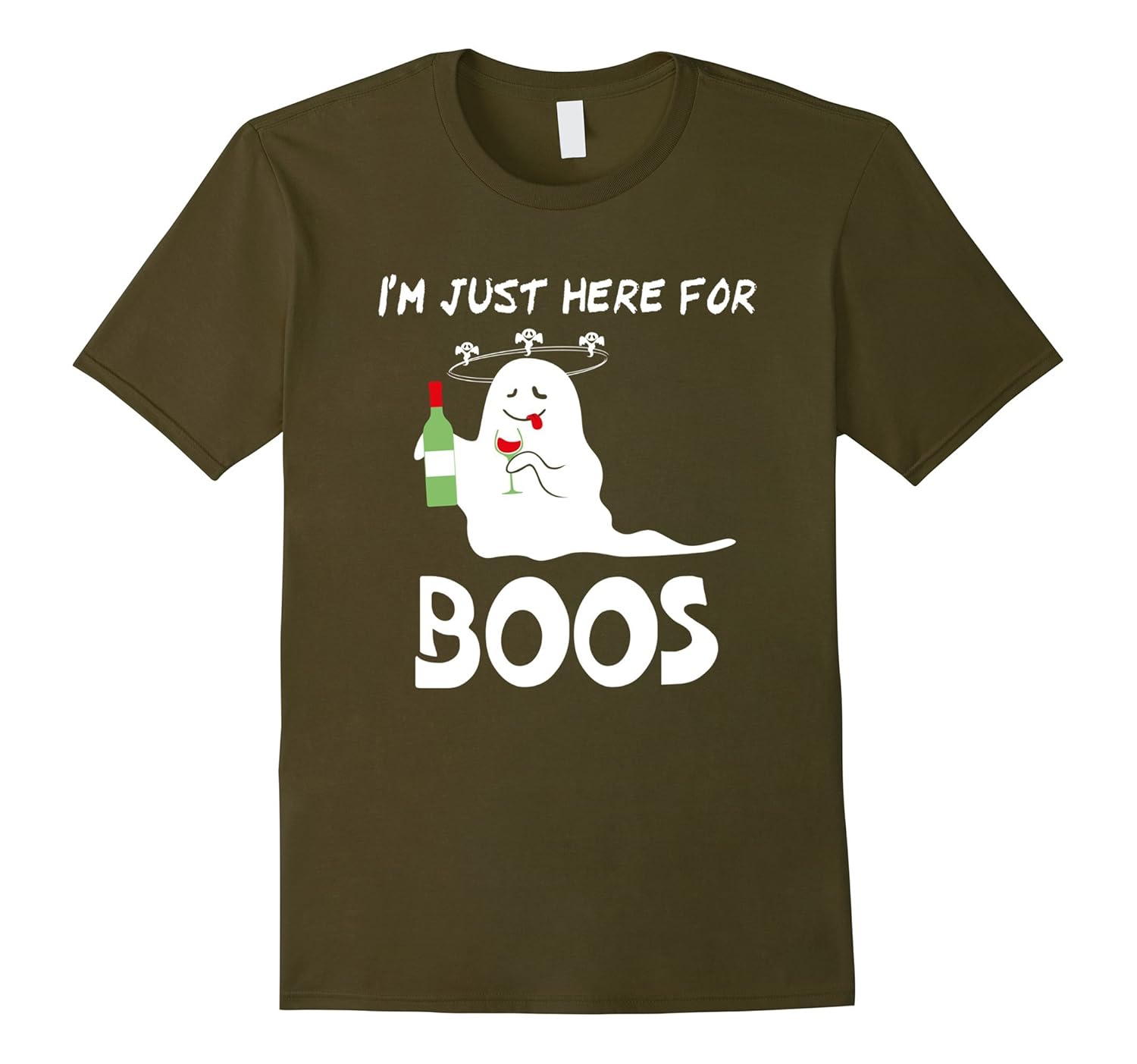 I'm Just Here For Boos Funny Halloween Wine Shirt for Adults-ANZ