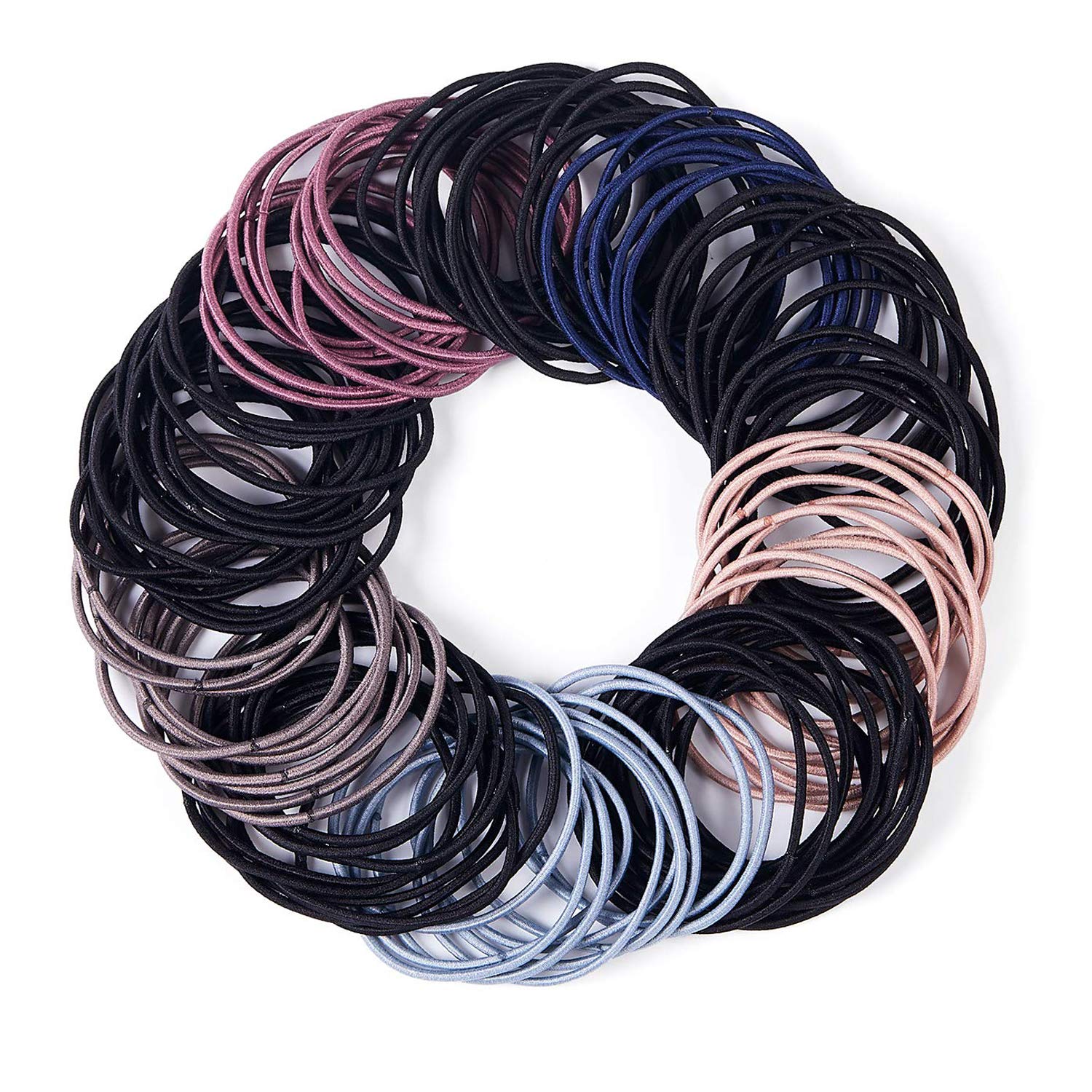 100pcs Hair Bands for Women Hair Elastic Ties，Mixed Color Stretchy Hair Scrunchies with Stroage Bag, Ponytail Holder for Thick and Thin Hair (Multi-colored) : Beauty
