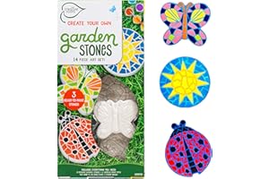 Creative Roots Mosaic Butterfly, Ladybug, & Sun Stepping Stone, Includes 3-Pack 4.5-Inch Ceramic Stepping Stone & 6 Vibrant Paints, Paint Your Own DIY Stepping Stone for Kids Ages 8+