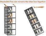 SIMPDIY 12 Pack Clear Stackable Shoe Boxes with Lids Black Frame view 4