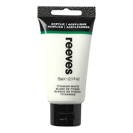 Reeves 8341710 ' Acrylic' Acrylfarbe, Lichtecht, hoch Pigmentiert, starke Farbkraft, 75ml Tube - Titanweiß