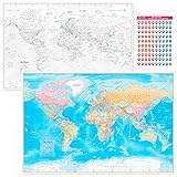 NOWMAP AquaShield Double-Sided World Map Waterproof