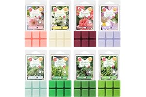 SNOWSEN Spring Scented Wax Melts, Soy Wax Cubes Gift Set, Strong Fragrance Wax Tarts for Wax Warmer, Cherry Blossom, Jasmine, Freesia, Sweet Pea, Spring Rain, Fresh Cut Grass, Bamboo, Rose Geranium