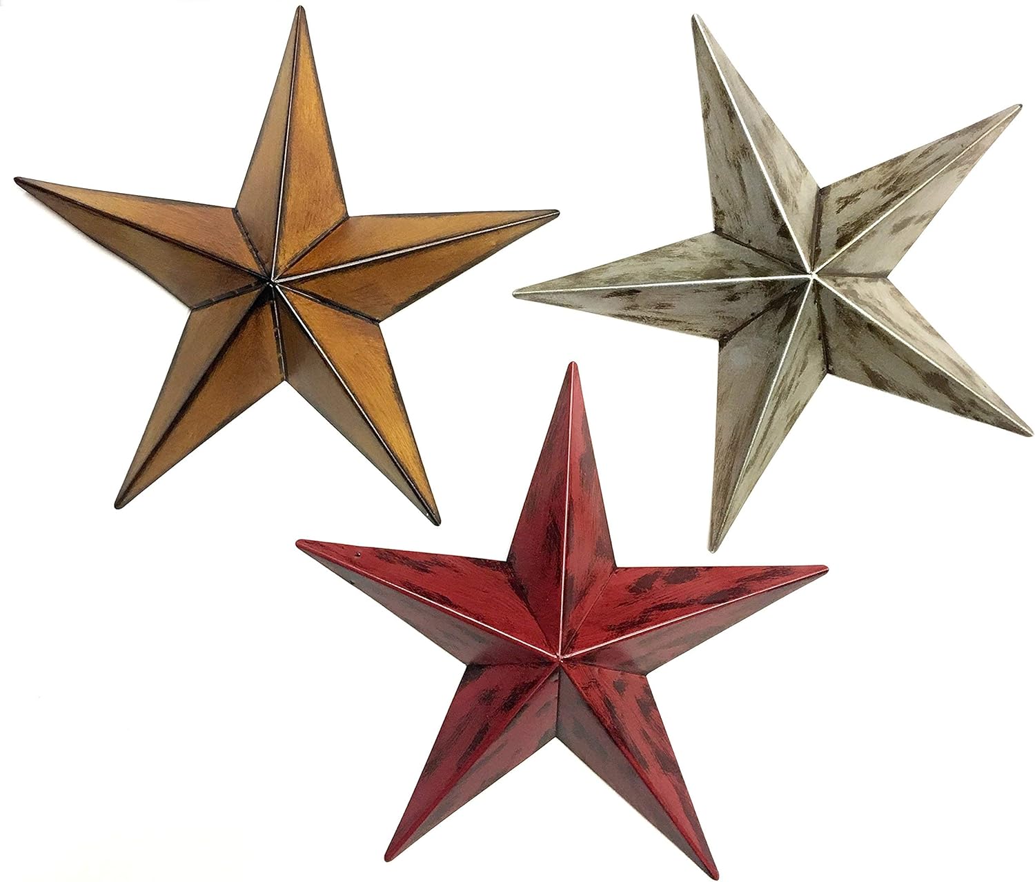 Plaques & Wall Art - Bellaa 22052 Metal Stars Wall Decor 12 inch Set of 3 Celtic Patio Garden Outdoor