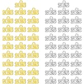 Aphumedc 50 Pcs 2026 Year DIY Pendant Charms, 2026 Alloy Letter Charms Mini Jewelry Making Signet Charm Accessories for Crafting Tassels Bracelet Necklace Earrings Keychain Cellphone (Gold, Silver)