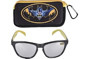WARNER BROS Batman Kids Sunglasses with Matching Glasses Carrying Case and UV Protection