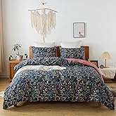 HoneiLife King Duvet Cover Set - 100% Cotton Comforter Cover Floral Duvet Cover Sets,Soft & Breathable Duvet Cover with Zipper Closure and Corner Ties,3pcs Wildflower Comforter Cover Sets- Flower Sea