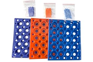 MUHWA 3 PCS 50 Well Centrifuge Tube Rack for 10ml/15ml/50ml Laboratory Plastic Tube Rack Holder (Deep Blue, Orange, Light Blue)
