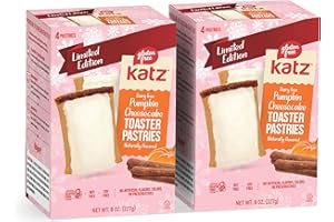 Katz Gluten Free Pumpkin Cheesecake Toaster Pastries. Limited Edition Fall Flavor Breakfast Snack. Free of Dairy, Peanuts, Tree Nuts, and Sesame, No Artificial Color. Kosher (2Pk)
