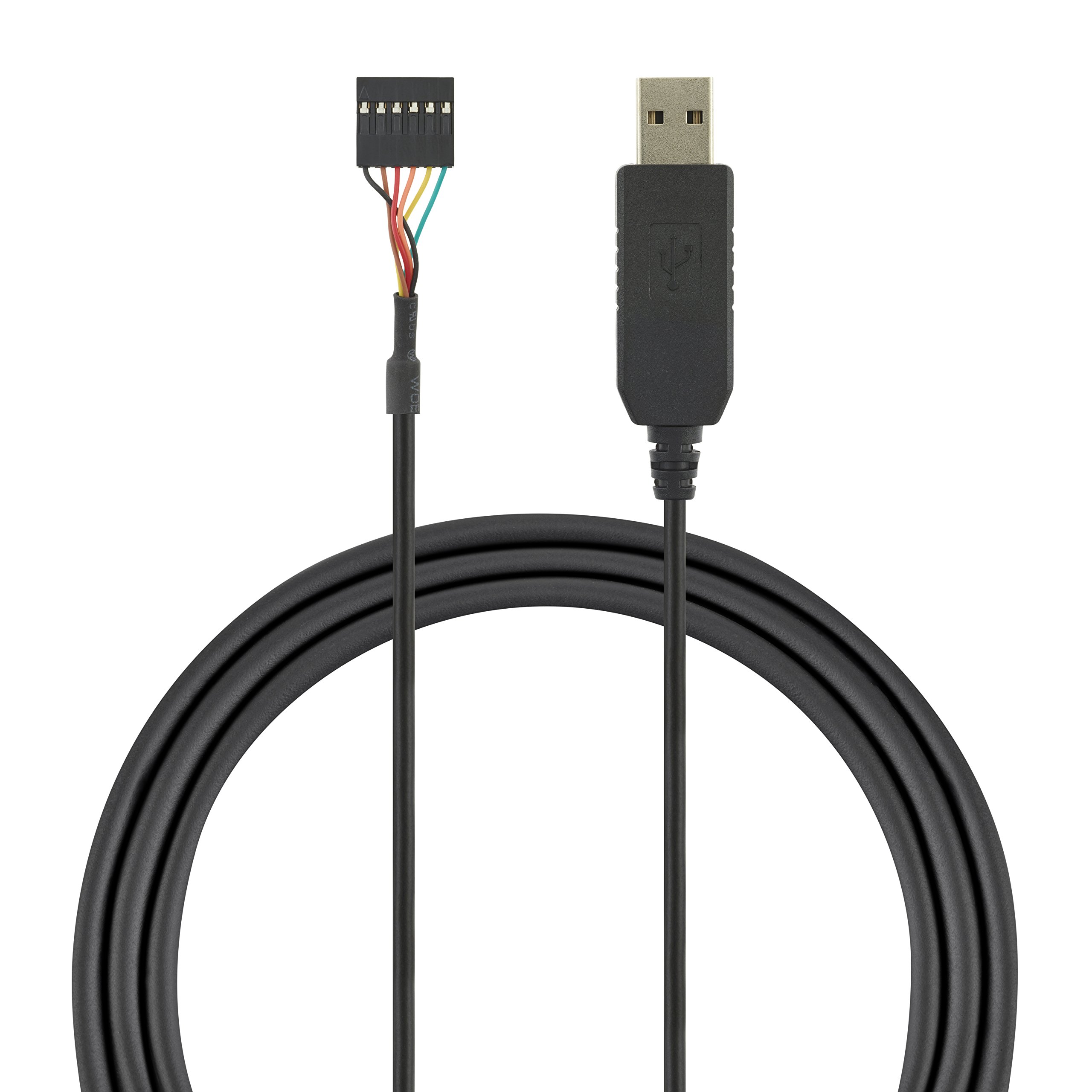 AGS Retail Ltd Compatible USB to UART Cable Replacement for Windows and Mac, TTL Interface – 1.8 m, Black, FTDI chip USB Cable with 6-Way 5v TTL UART Serial Connector | Serial Cables