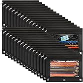 Marspark 30 Packs Pencil Pouch 3 Ring Binder Pen Pouch Cloth Pencil Pouches Zipper Pen Case Bag with Clear Window for School Office Writing Supplies Gifts(Black)