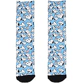 Bioworld Peanuts Snoopy Allover Character Design Adult Sublimated Crew Socks For Men And Women