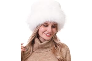sy soul young Women's Leopard Faux Fur Hats Fluffy Bucket Hat Russian Style for Winter