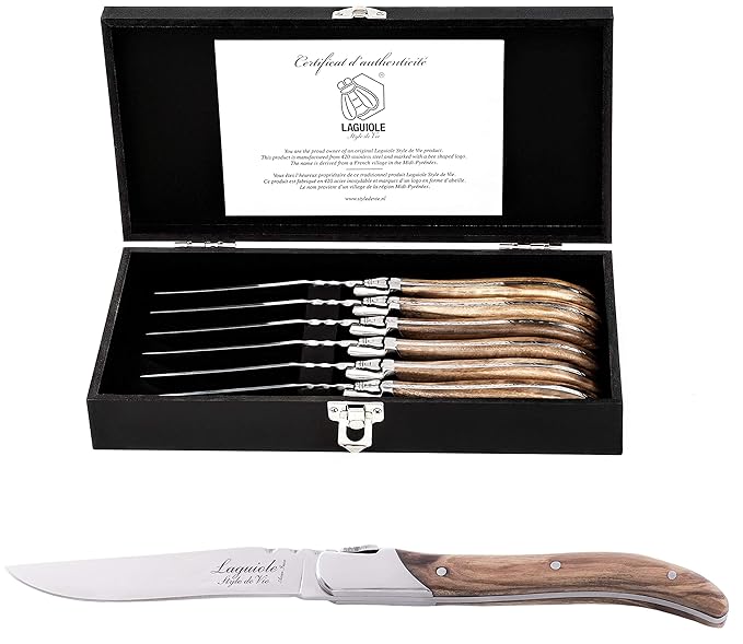 Laguiole Style de Vie Steakmesser Luxury Line, 6-teilig, Olivenholz