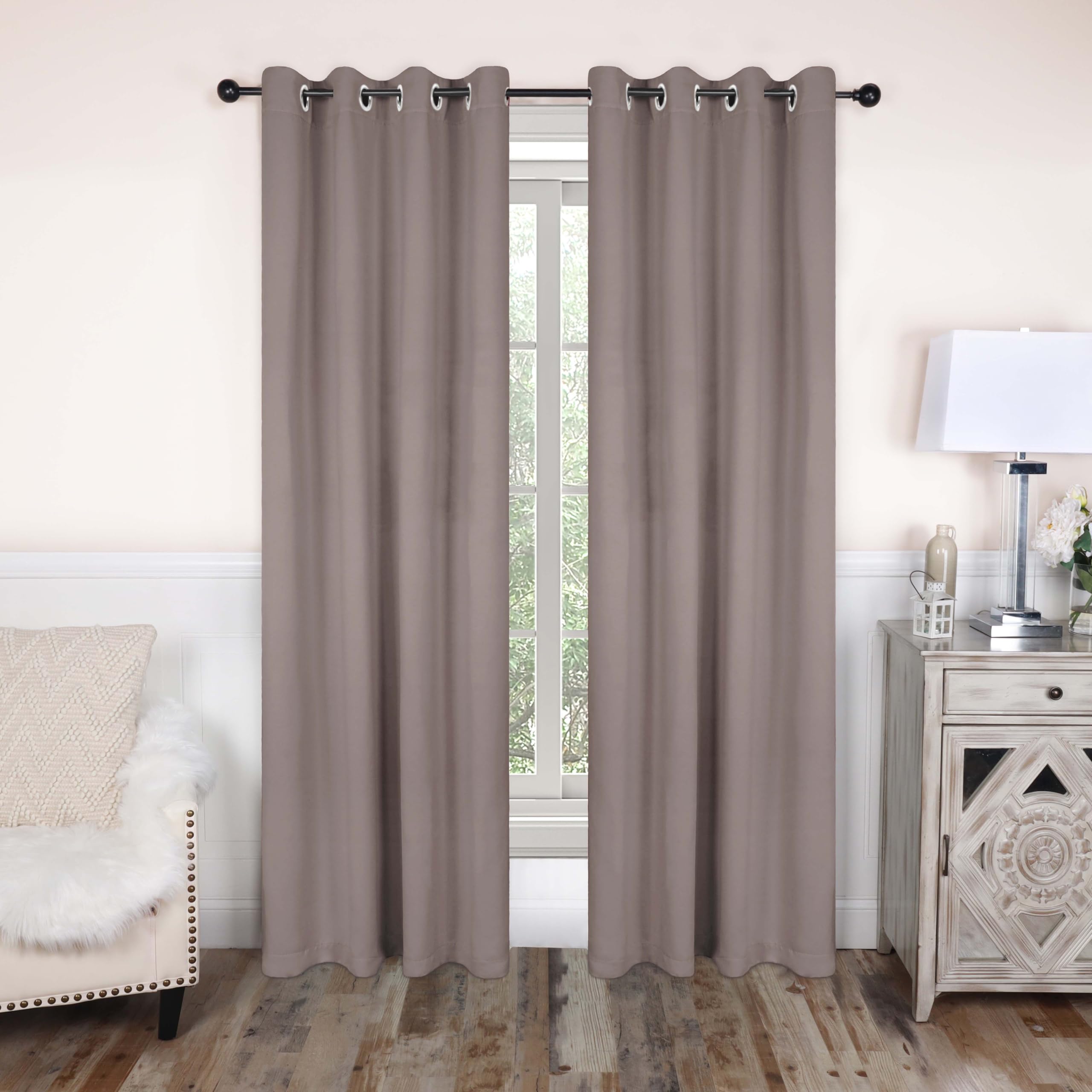 Superior Blackout Curtains, Room Darkening, Bedroom, Drapes, Kitchen, Living Room Window Accents, Sun Blocking, Thermal, 2 Pack, Solid Blackout Curtains, Set of 2, 52″ x 108″, Taupe