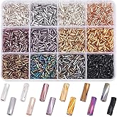 PH PandaHall 3540pcs 12 Metallic Dark Colors Glass Bugle Beads 6mm Twisted Tube Beads Long Bugle Seed Beads Loose Spacer Beads Craft Beads for Earrings Bracelet Necklace Jewelry DIY Crafts Making
