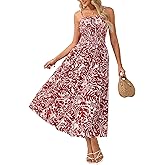 GRACE KARIN Womens Summer Clothes 2026 Boho Floral Maxi Long Dresses Spaghetti Straps Casual Beach Sundress with Pockets
