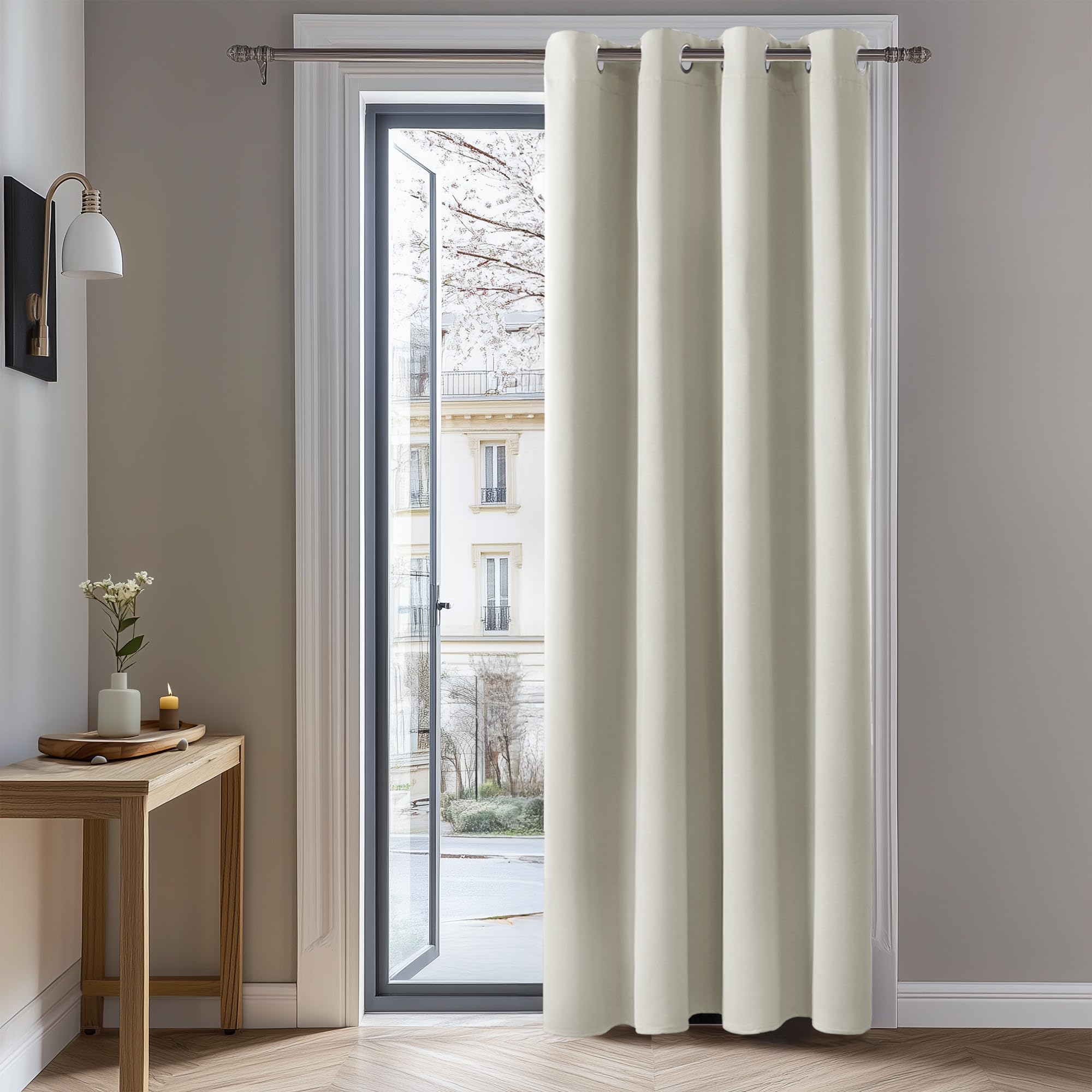 Deconovo Solid Window Treatment Panels Ring Top Curtain Thermal Insulated Curtain Eyelet Blackout Curtain for Living Room W55 x L102 Inch Light Beige 1 Panel