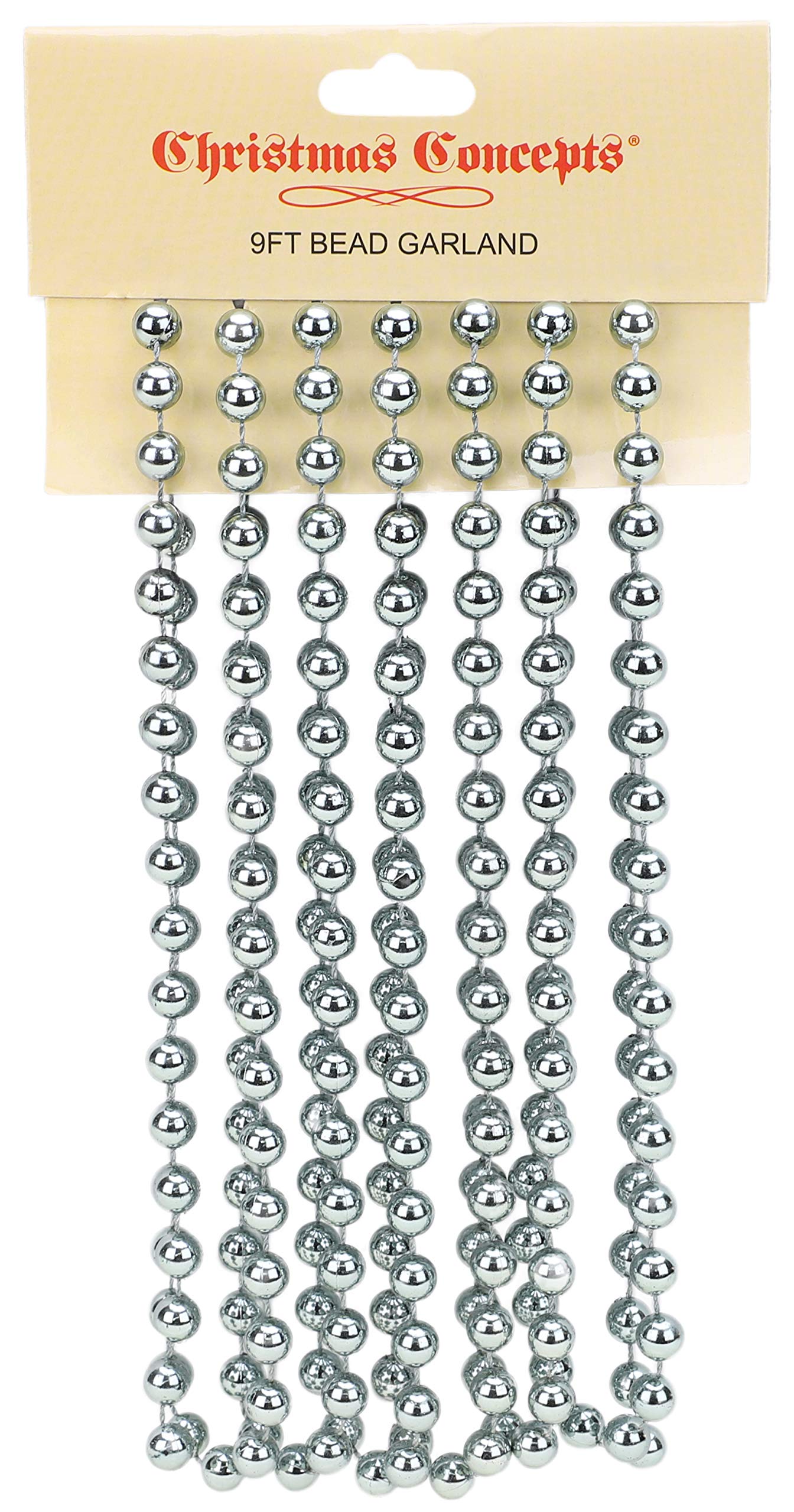 Christmas Concepts® 9ft Christmas Bead Chain - Christmas Bead Garlands - Decorations (Graphite Grey)