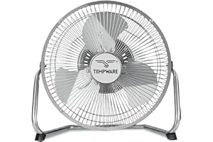 TEMPWARE 9 inch Floor Fan, 3-Speed Portable Metal Fan with Adjustable Tilt, Quiet Small Cradle Floor Fan for Home, Office, Bedroom