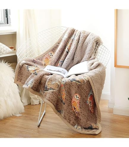 Manta De Búho Super Suave | Manta Sherpa Para Sofá Y Cama | Regalo Original Para Amantes De Los Búhos, Mantita Calentita Para Ver Series