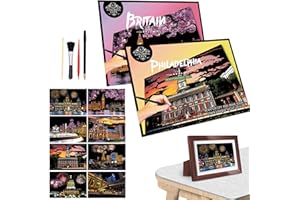 BULCHIGN Scratch Art Kit for Adults -A4, Colorful City Scratch Painting Series - Portable Stress Relief Craft, Travel-Friendly Creative Gift for Artists with Tools(Set 3)