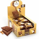 Ferrero Rocher Milk Chocolate Hazelnuts chocolate squares, 22.2 oz | Chocolate box of individually wrapped hazelnut milk chocolate candy squares with a cocoa filling, for sharing, &amp; gifting