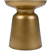 SIMPLIHOME Toby Metal Table - 17 inch Wide Solid Iron Drum Accent Table in Gold, Industrial Side or End Table for Living Room