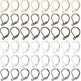 SUNNYCLUE 1 Box 180Pcs Leverback Earring Hooks Bulk French Earring Hook Lever Back Ear Wires with Open Loop Hypoallergenic Brass Leverbacks Hoop Earwires DIY Earrings Findings for Jewelry Making Kit