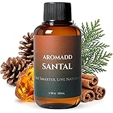 Aromadd Aromadd Santal Diffuser Oil Inspired by Luxury Hotel Scent, Essential Oils for Waterless Diffuser, Warm Sandalwood & Amber Aroma, Long-Lasting & Natural Home Fragrance - 3.38 fl oz (100 mL)