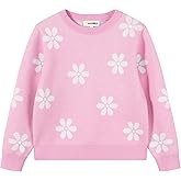 TRENDSTITCH Girls Floral Print Sweaters Long Sleeve Crewneck Knitted Cute Flower Pullover Sweater Jumper Tops