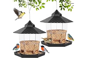 Gbekery Bird Feeders for Outdoors Hanging, Retractable Foldable Design Wild Bird Seed Feeders for Outside, 2 Pack