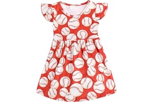 YUROMOON Toddler Girls Casual Dress Farm Animal Horse Print Dresses Flutter Sleeve Clothes 2-8Y