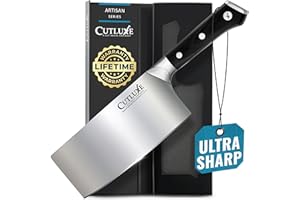 Cutluxe Cleaver Knife - 7" Meat Cleaver, Butcher Knife for Meat Cutting – German Steel Blade, Full Tang, Ergonomic Handle Des